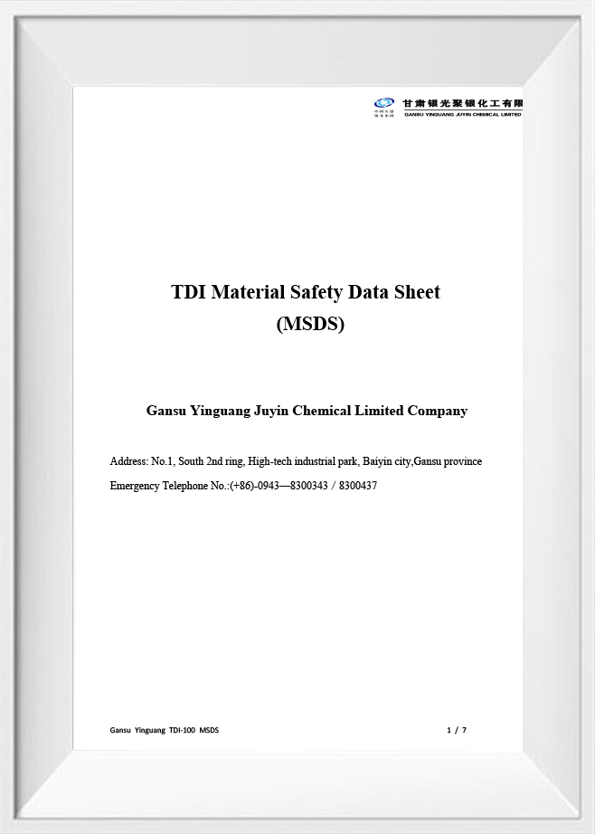 TDI materialesikkerhedsdatablad (MSDS) TDI materialesikkerhedsdatablad (MSDS)