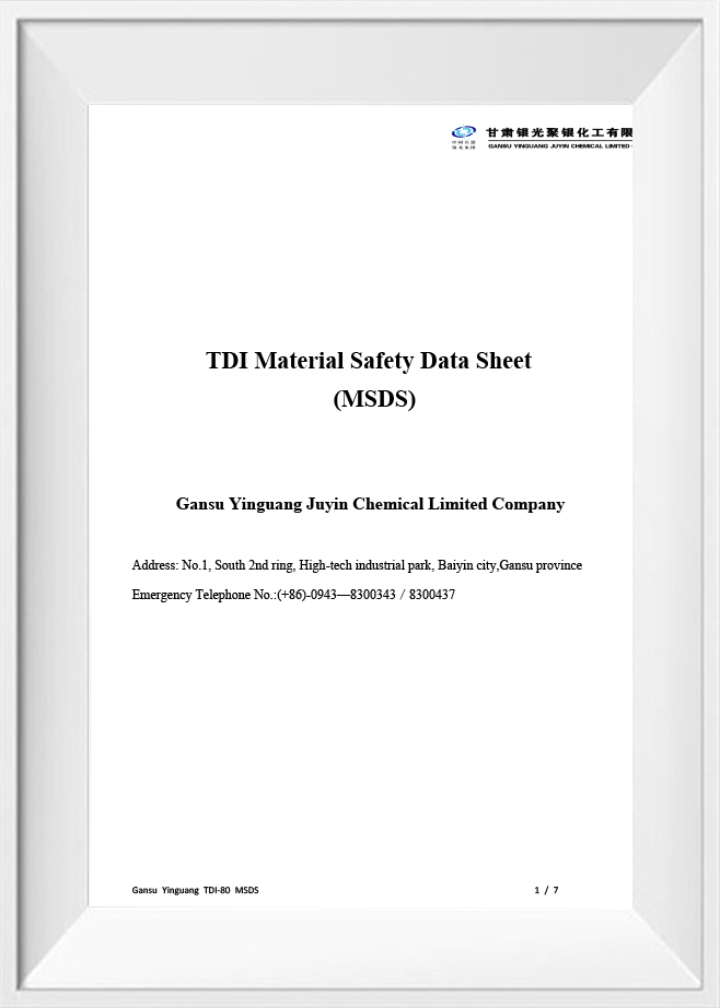 TDI materialesikkerhedsdatablad (MSDS) TDI materialesikkerhedsdatablad (MSDS)