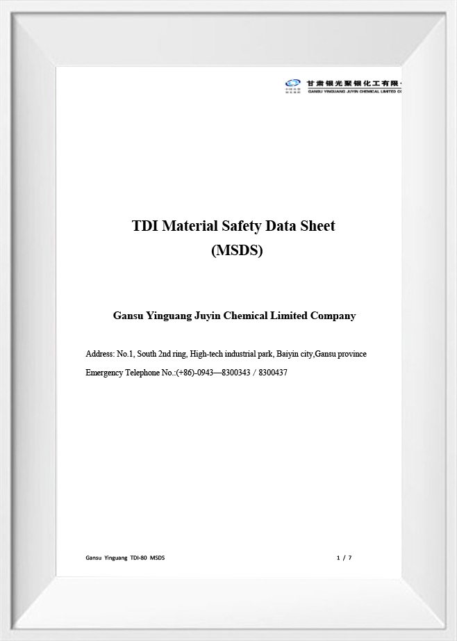 TDI materialesikkerhedsdatablad (MSDS) TDI materialesikkerhedsdatablad (MSDS)